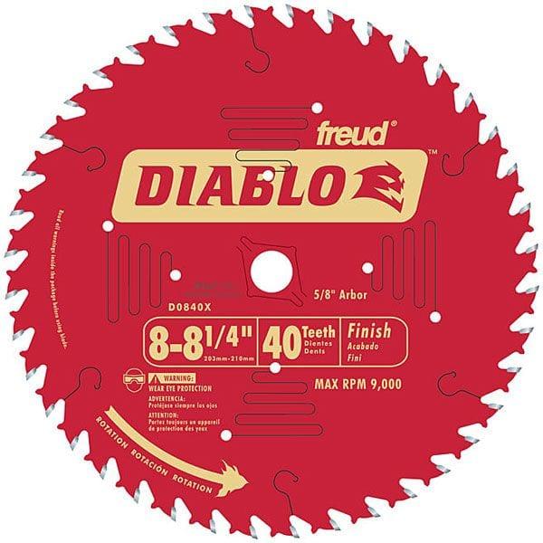 D0840X Diablo Finishing Blade, 8-1/4" diameter, 5/8" arbor, 40 teeth ATB